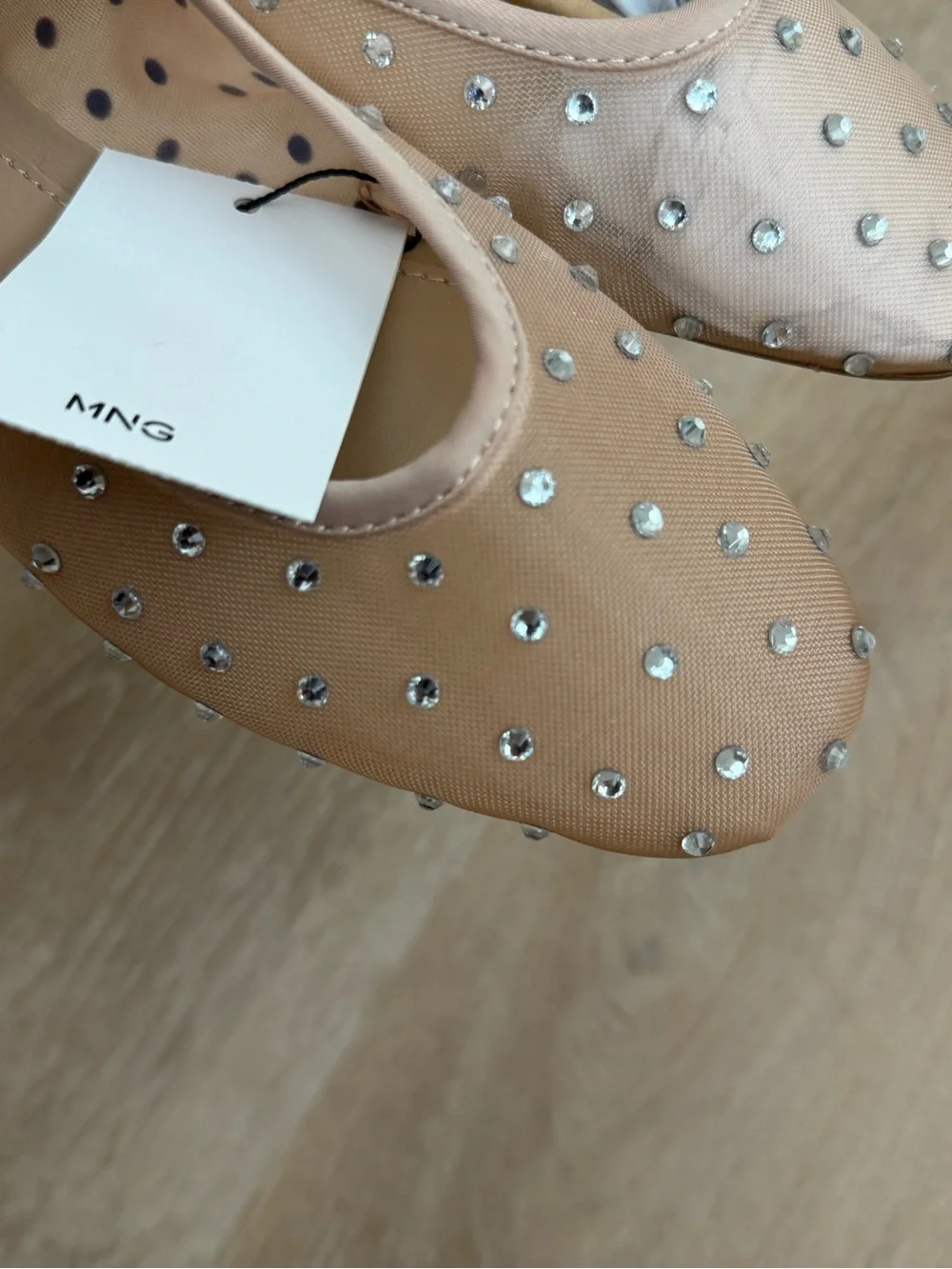 Mango Nude Studded Ballet Flats